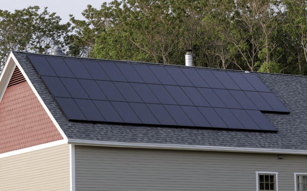 Solar panels installed on the roof of a residential home